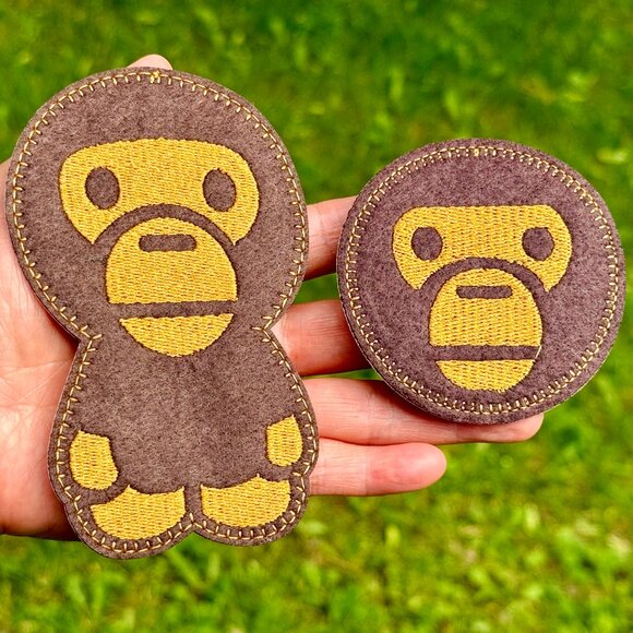 Pack of 2 Large Baby Milo Iron on Patch Baby Monkey Iron on Patch Monkey Patch - Picture 2 of 11